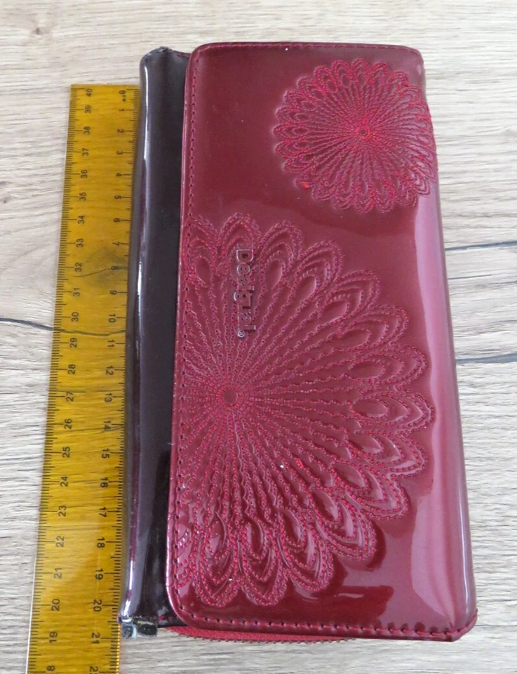 Desigual Womens Plum Coloured Wallet Purse Zip Pockets Snap Patent Work Travel - image 4 of 4