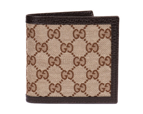 NWT auth GUCCI WALLET GG logo brown leather men luxury Italy