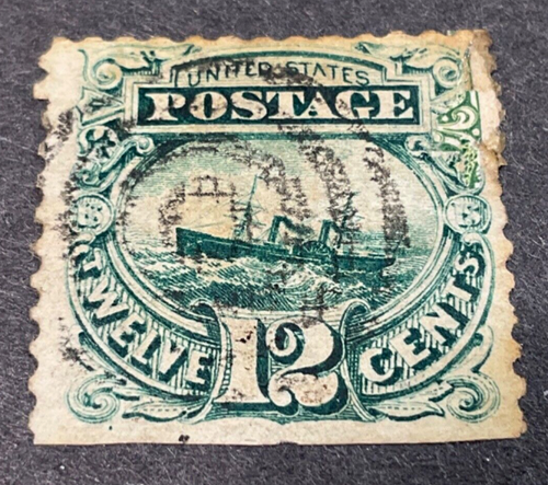 USA 1869 Briefmarke #117 Bildausgabe mit Grill 12c grün gebraucht aufklappbar