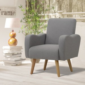 Homcom Nordic Armchair Solid Wood Curved Chair Living Room Linen 5056029835562 Ebay