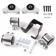 Swap 3Bolt Chrome 65A Engine Motor Mount Kit For 96-00 Civic EK B16 B18 B20 B