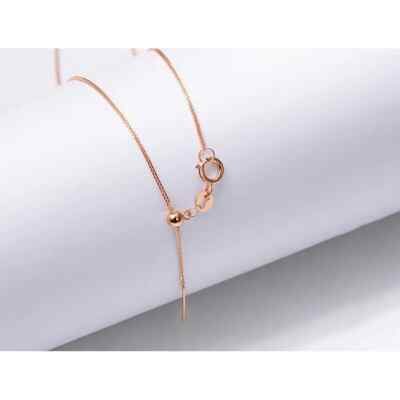 18K Solid Gold Chopin Chain Necklace Needle Beautiful Charm Jewelry Adjustable