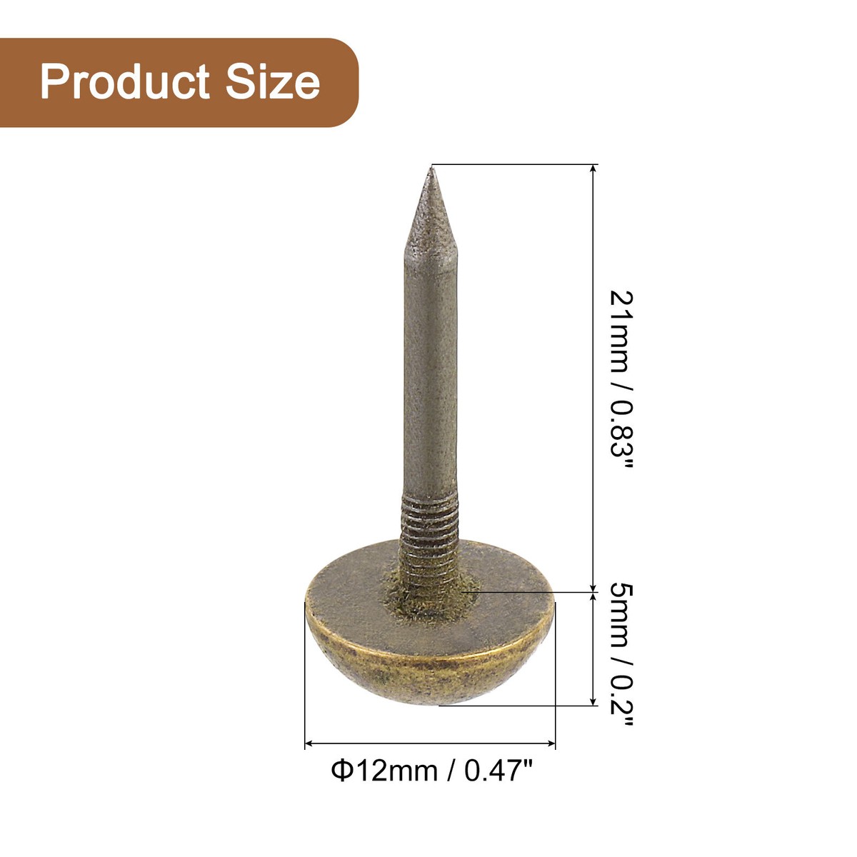 40Pcs Solid Brass Tacks, 12 mm Retro Upholstery Nails Tack for