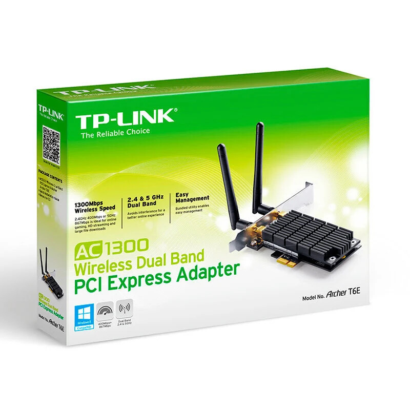 Carte réseau Archer T6E TP-Link adaptateur Wi-Fi AC 1300 PCIe pour PC fixe