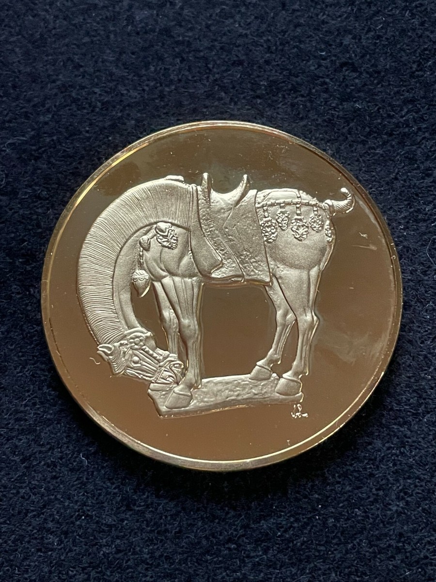 Tang Dynasty Horse Franklin Mint 2 Ounces Gold Plated Silver Medal