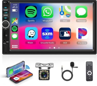 7'' Double 2DIN Carplay Car Radio Android Auto Bluetooth USB FM Mirror Link +Cam