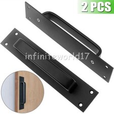 2X Sliding Barn Door Handle Pull And Flush Gate Hardware Set Cabinet Matte Black
