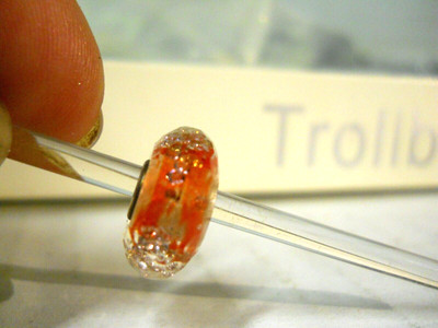 Elfbeads  925 Sterling Silver Glass ORANGE SWIRL MONROE FRACTAL BEAD Trollbeads