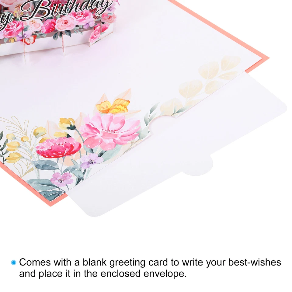 18th Birthday Card, Pop-Out Birthday Card Happy Birthday 3D Flower Butterflies Foto 3 de 4