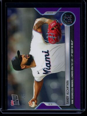 2022 Topps Now #319 Sandy Alcantara Purple Parallel Card #d 7/25