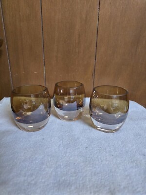 Mikasa Home Accents Solaris Amber Votive Candle Holder Heavy Bases Set Of 3