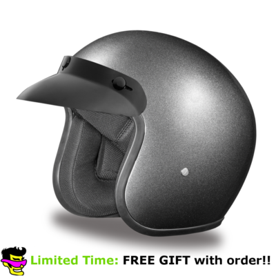 Daytona Gun Metal Grey 3/4 Open Face Cruiser Motorcycle Helmet (2XS - 4XL)  | eBay