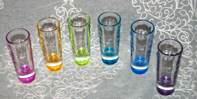 Libbey Troyano Multi-Colored Shot Glasses 2 oz Set of 6 w Box