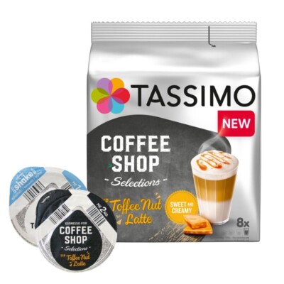 TASSIMO coffee pods TOFFEE NUT LATTE Coffee Shop Selections 16 pods SHIPS FREE