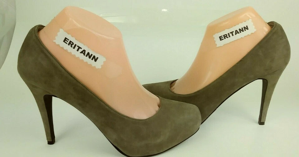 Zapatos de tacón Moda Spana Wos EE. UU. 8,5 M gris gamuza vestido plataforma 404 Foto 4 de 4