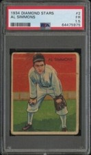 1934 Al Simmons PSA 1.5 Diamond Stars #2 Philadelphia Athletics HOF!