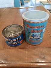Vintage Lot 1 lb Maxwell House Coffee Can Blue  Orange No Lid 2 lb. Coffee Can