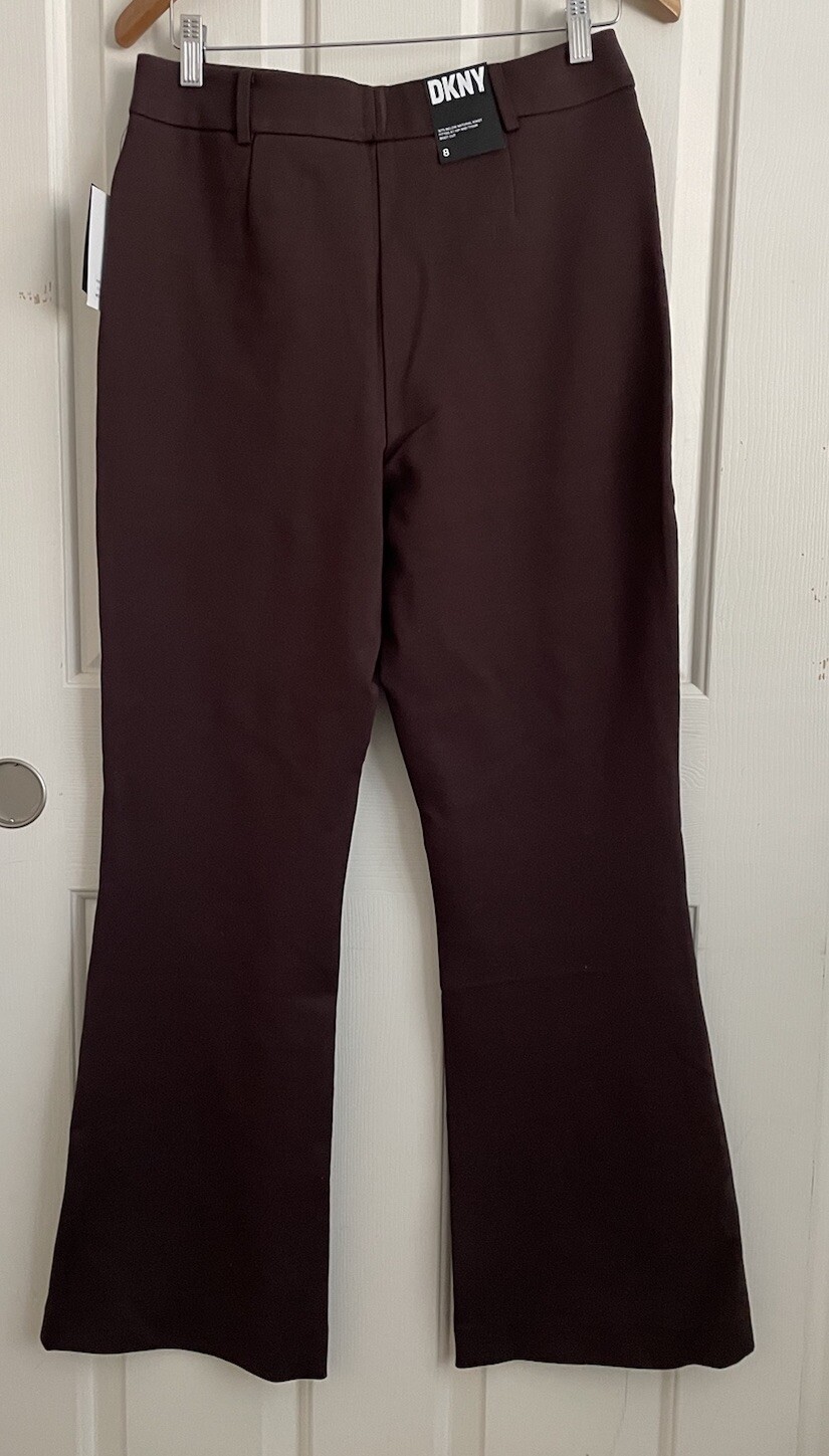 DKNY Women's High Rise Wide Leg Side Zip Pants Brown Size 16 Petite main image 0