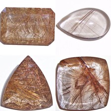 Natural Quartz Rutilated Gold, Red Cushion, Emerald, Oval, Pear Loose Gems AA 