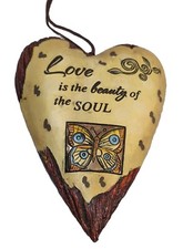 Heart Wood Hand Painted Love Quote Ornament Wedding Christmas Home Decor 7" x 5"