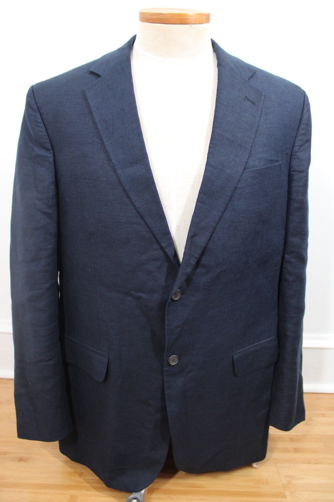 Lands End 42L Navy Blue 100% Linen 2 