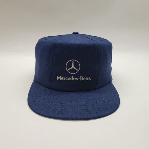 Vintage Mercedes Benz Strapback Hat USA Navy Blue Six Panel Golf Cap Embroidered - Picture 3 of 11