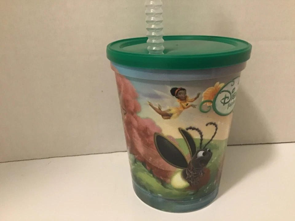 Tinker Bell Disney Fairies Souvenir Reutilizable 16oz Taza de Plástico con Tapa y Paja Nuevo Foto 4 de 4