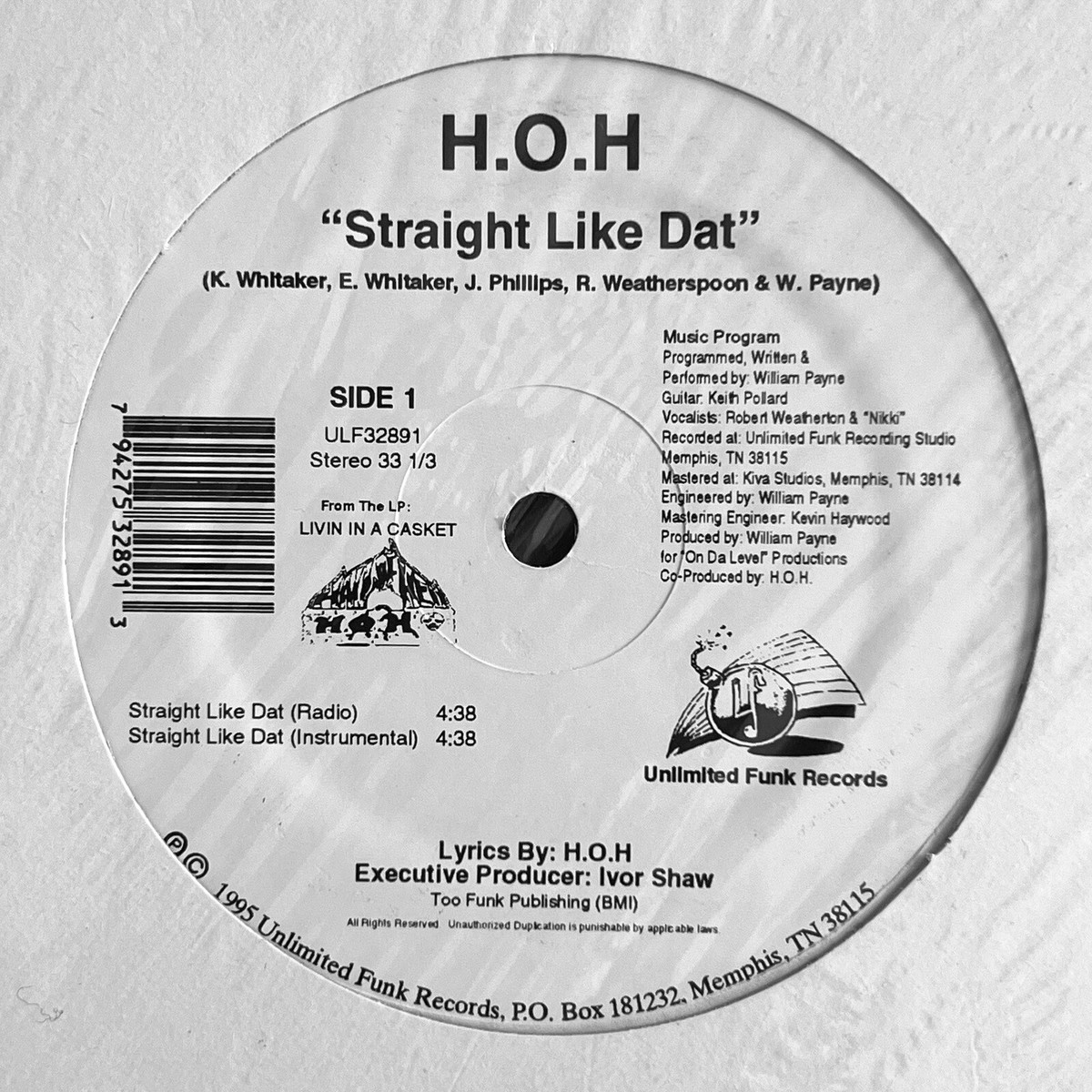 洋楽 H.O.H./straight like dat H.O.H Straight Like Dat 12” Single Vinyl Memphis Rap