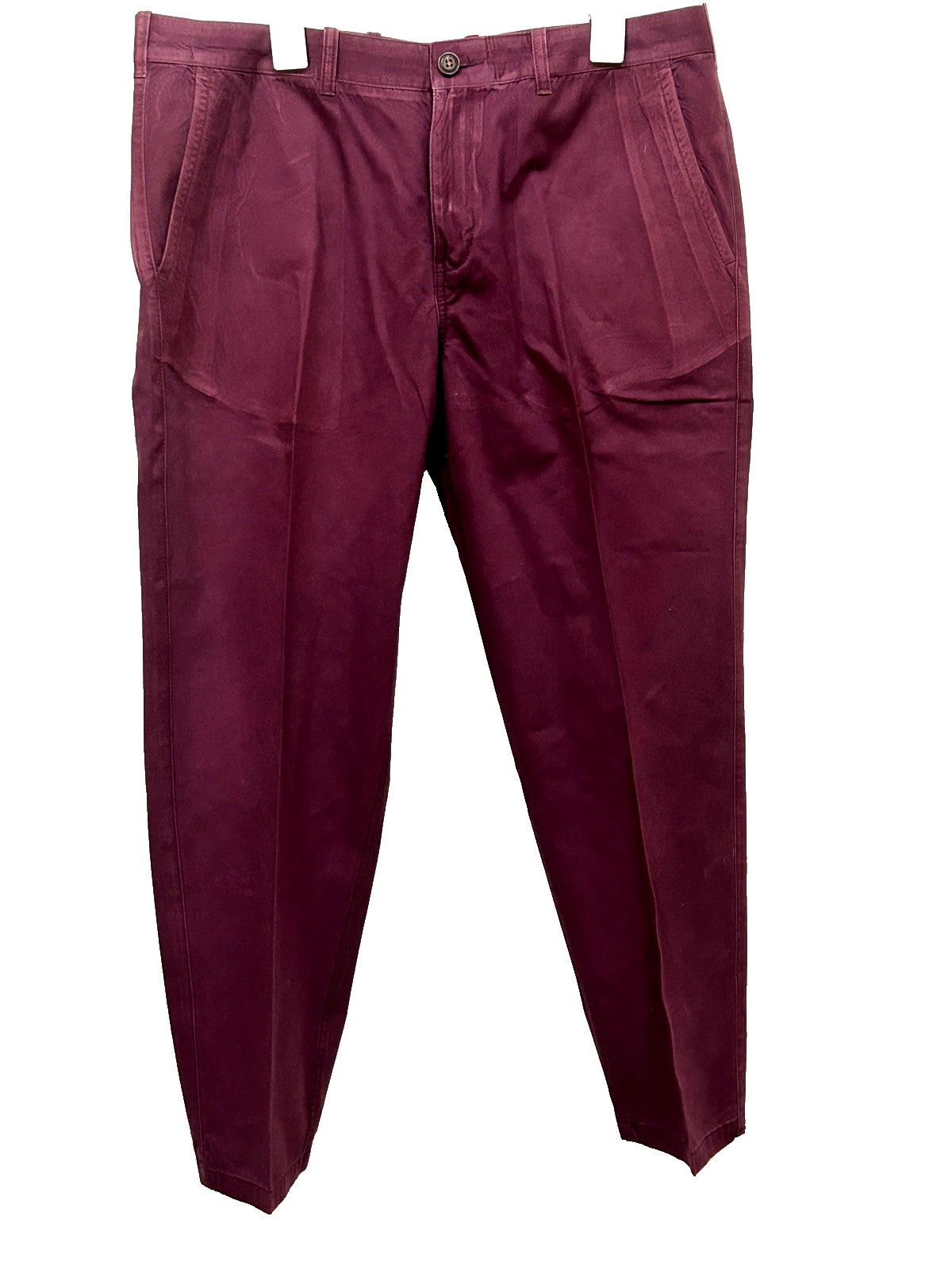 Tommy Hilfiger Men's Maroon Pleated Cotton Jeans Size 38x30 with Pockets