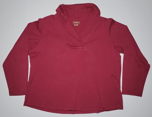 L.L. Bean Womens Burgundy Red Long Sleeve V Neck Blouse Size XL Petite - 第 1/12 張圖片