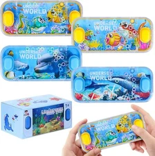 Handheld Ocean Theme Water Toss Ring Game - 4 Pack Aqua Toys for Kids Stocking S