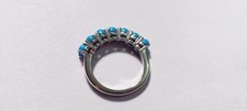 0.25 Ct Turquoise Prong Eternity Ring 925 Solid Silver