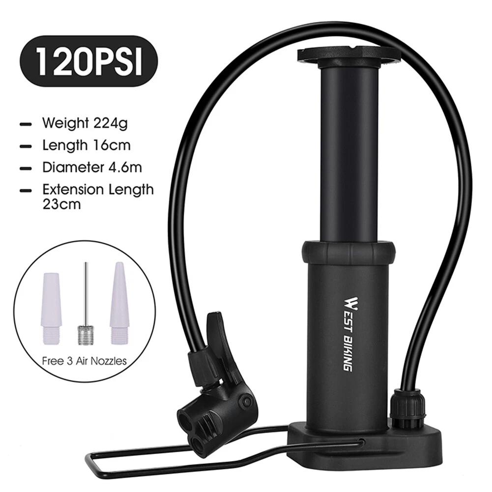 WEST BIKING Foot Pump Mini Air Pump for Motorcycle Black 120PSI