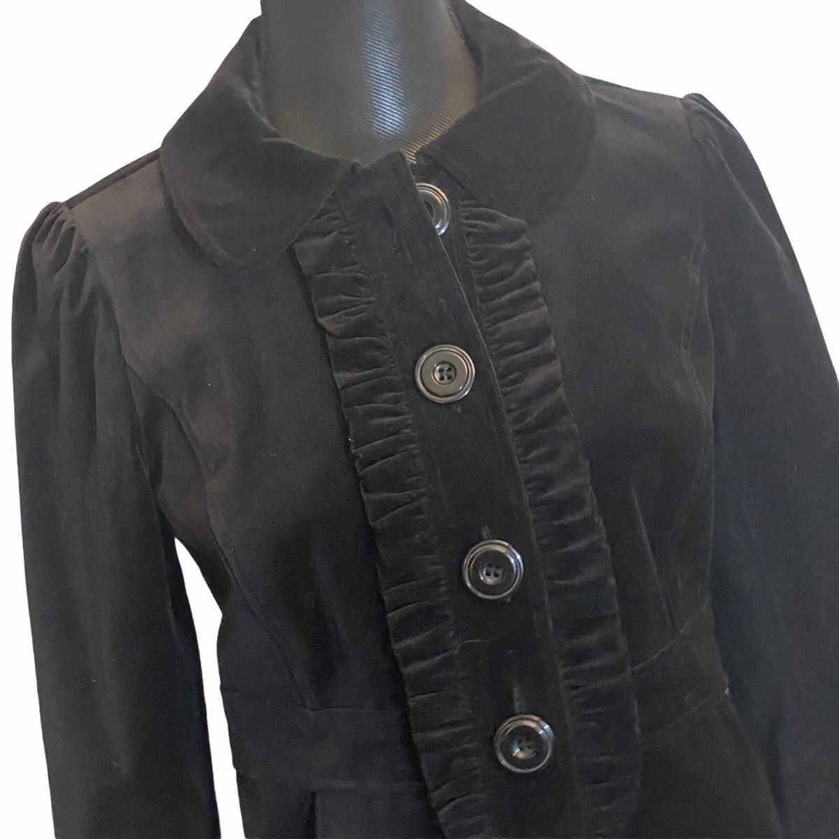 Halogen Black Velvet Jacket Women's Size Small Black Ruffle