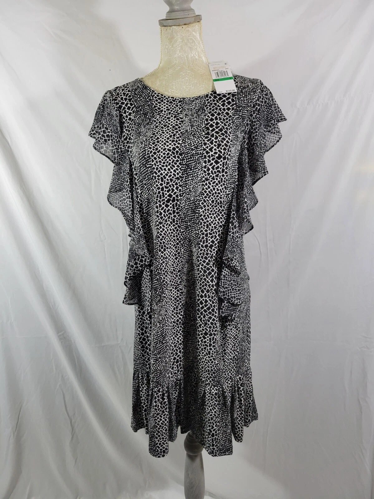 Abito Michael Kors Corto Bianco & Nero Taglie disponibili: L NWT MS08ZMJECZ