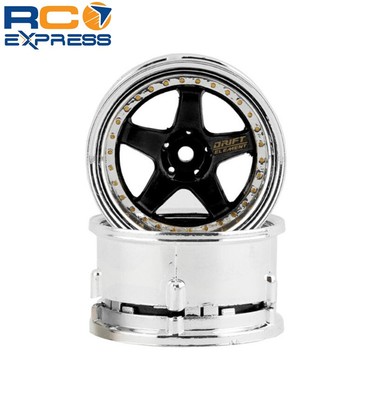 DS Racing Drift Element 5 Spoke Drift Wheels (Black & Chrome w/Gold DSC-DE-013