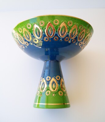 Vtg Aldo Londi Bitossi Pedestal Bowl for Rosenthal Netter 1960s Italian Pottery