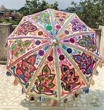Garden Parasols Peacock Embroidered Outdoor Sun Shade Patio Umbrella 72 inch