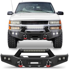 Steel Black Front Bumper For 1995-1999 Chevy Tahoe Wled Lights Sensor Holes Steel Black Front Bumper For 1995-1999 Chevy Tahoe Wled Lights Sensor Holes