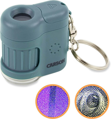 Micromini Blue, Pocket Microscope Keychain | Built-In Flashlight with UV and LED