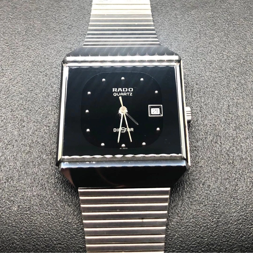 Reloj Pulsera Rado Hombre Diaster Negro Cuadrado Plata Cuarzo Trabajo 501411 Foto 2 de 4