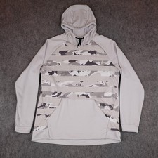 Nike Hoodie Sweatshirt Mens XL White Gray Dri FIT Camo Pullover Swoosh Sweater