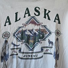 Vintage Alaska Juneau Shirt Men's Size Large 1993 Made In USA Wolf Feathers RARE