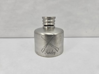 NOS Vintage Shotgun Rifle Oil Bottle Metal Stainless Steel Peltro Pewter Purdey