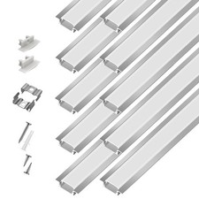 10-Pack 3.3ft/1Meter Silver Recessed LED Aluminum Channel for LED Strip Lights D
