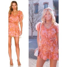 NWT Show Me Your MuMu Dress Jennie Ann Mini Organza Puff Sleeve in Flirty Floral