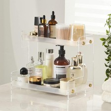 Clear Acrylic Double Layer Cosmetic Shelf