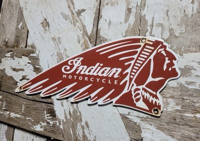 Vintage Indian Motorcycle Porcelain Sign 