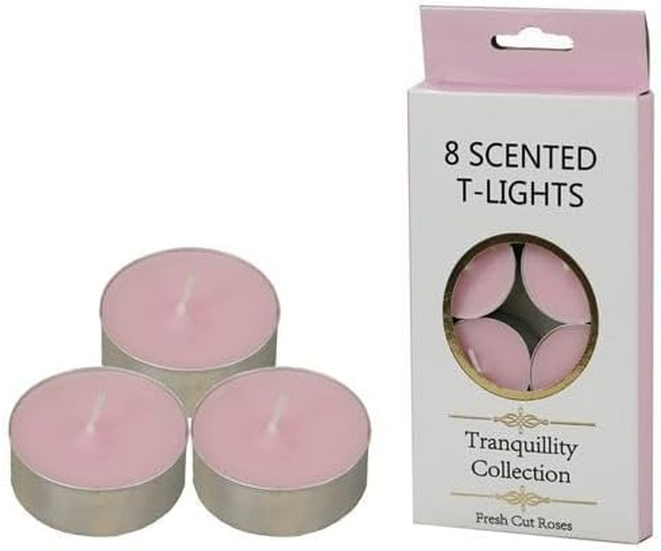 Scented Tea Light Candle 8-Pieces, Fresh Cut Roses