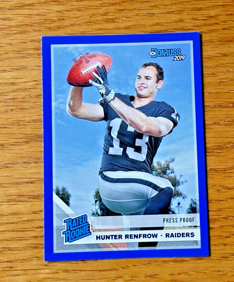 HUNTER RENFROW 2019 Panini Donruss #340 Rated Rookie RC Press Proof Blue